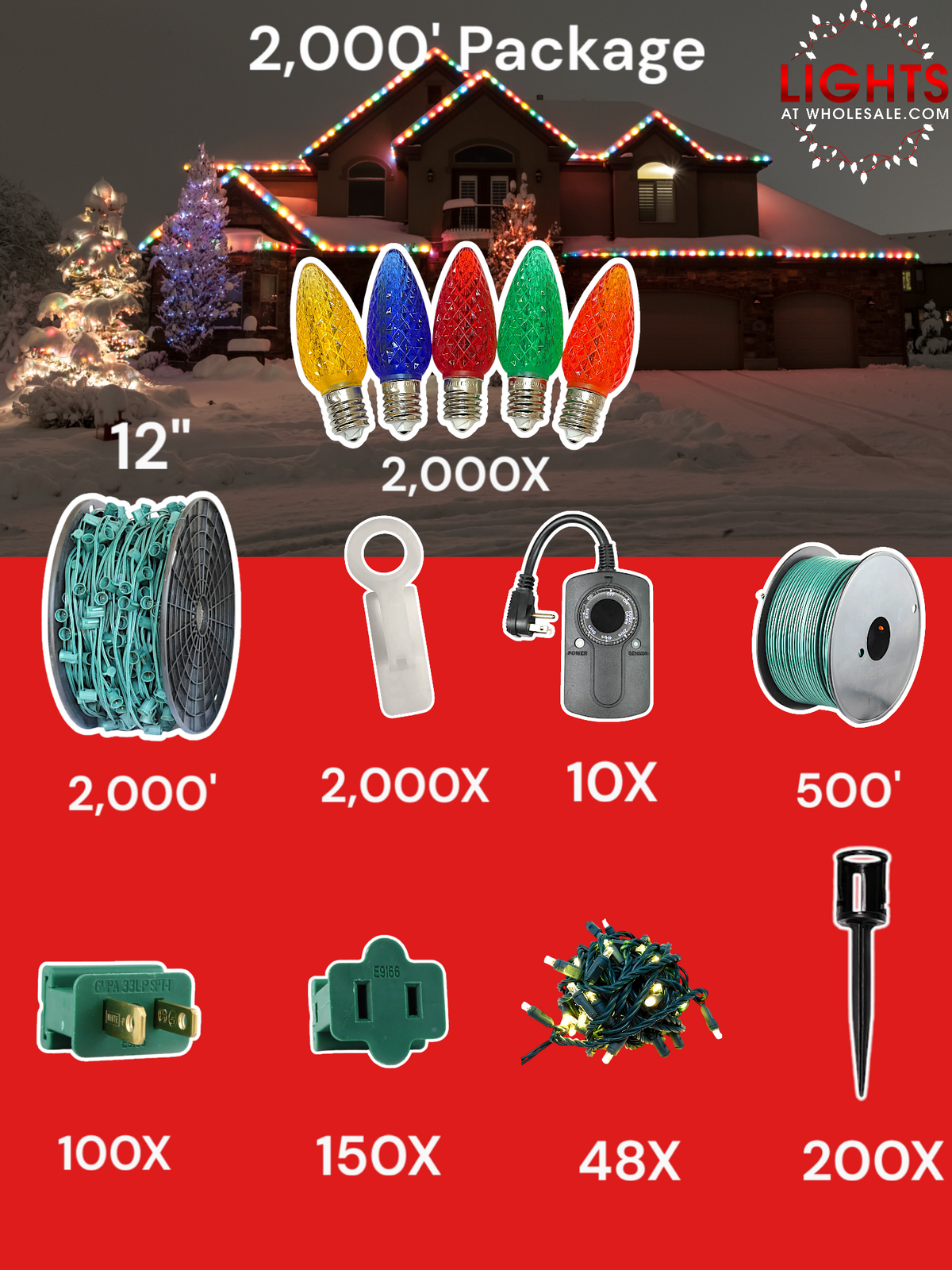C9 LED 2000&#39; Contractor Pro Package