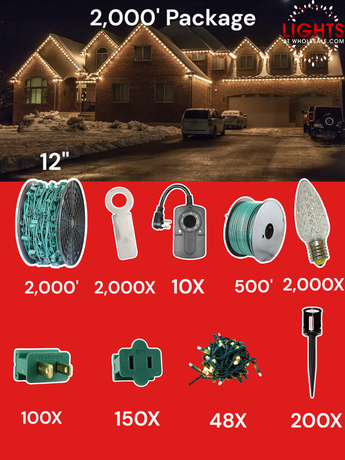 C9 LED 2000&#39; Contractor Pro Package