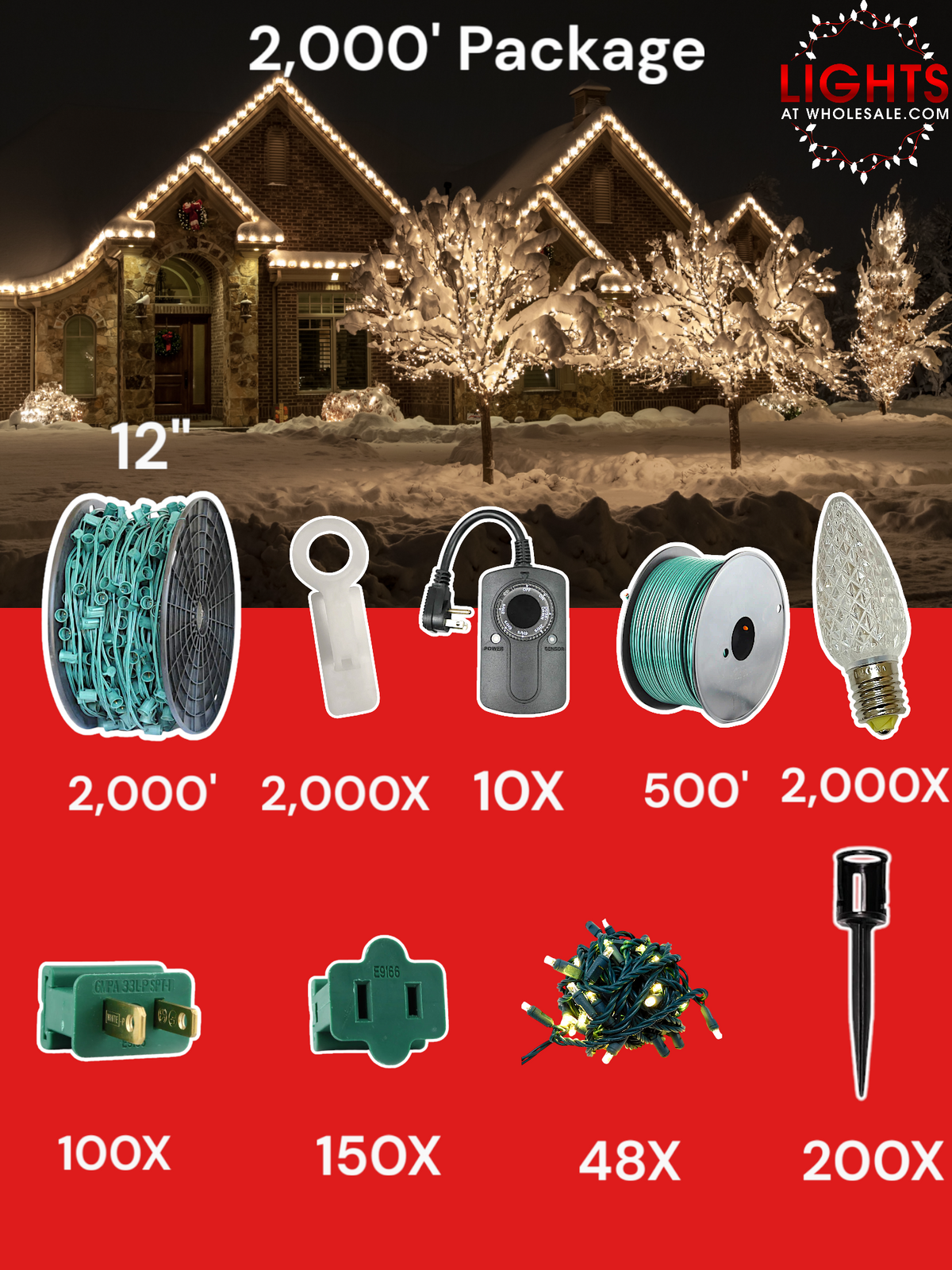 C9 LED 2000&#39; Contractor Pro Package