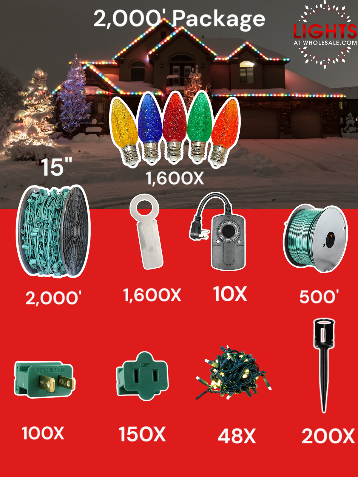 C9 LED 2000&#39; Contractor Pro Package