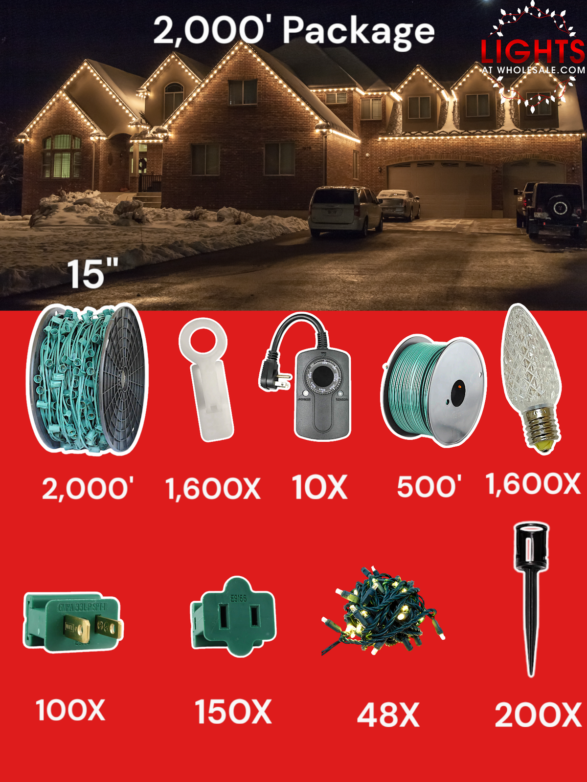 C9 LED 2000&#39; Contractor Pro Package