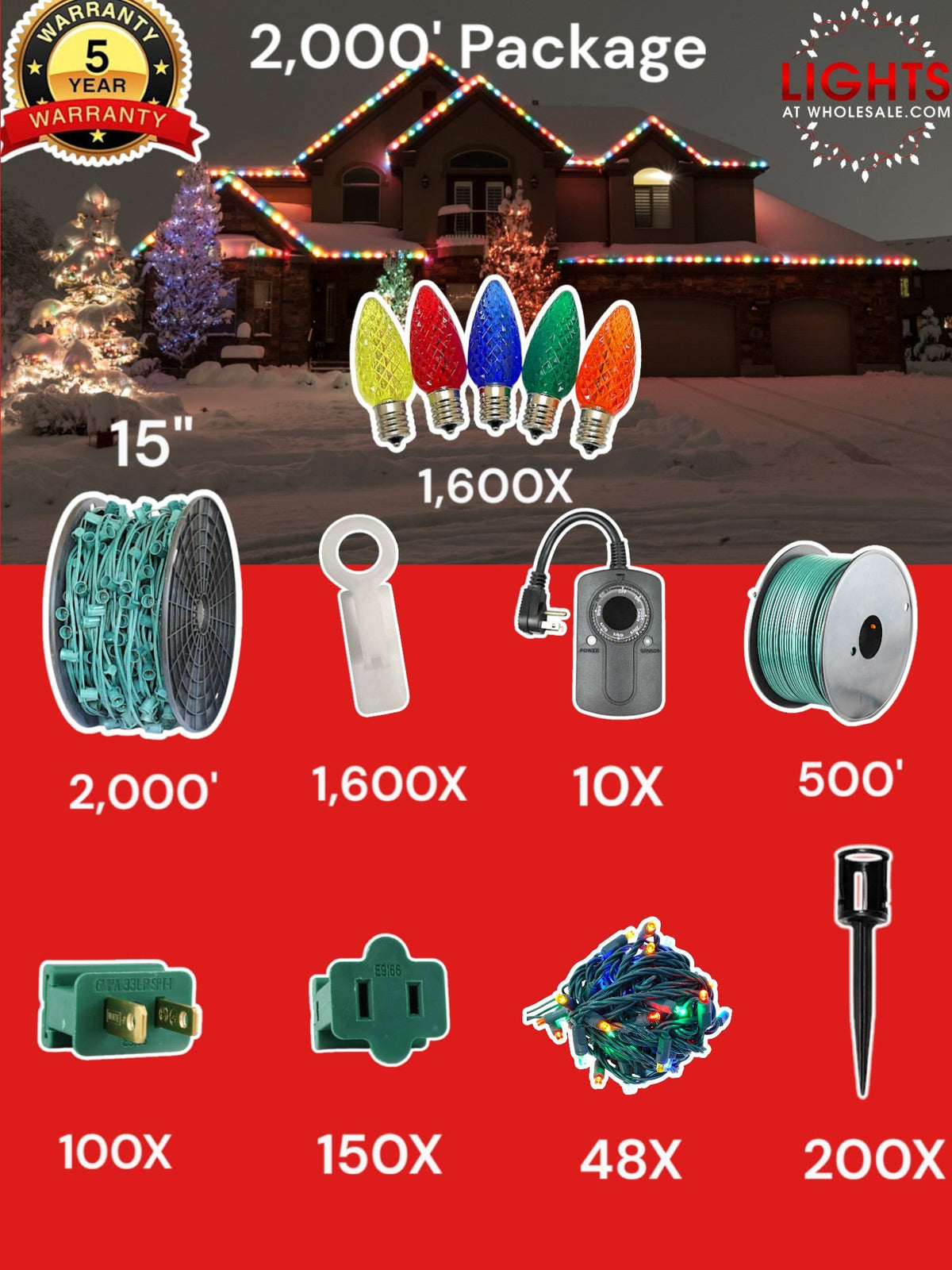 C9 LED 2000&#39; Contractor Pro Package