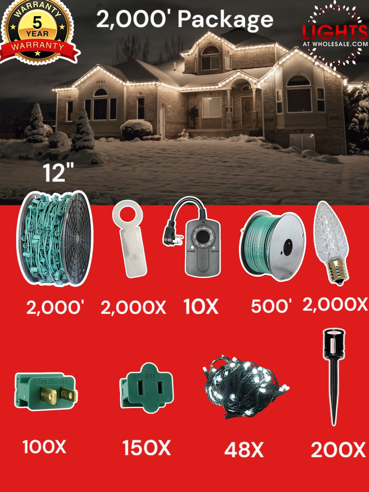C9 LED 2000&#39; Contractor Pro Package