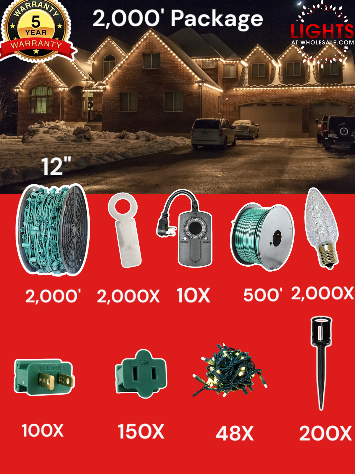 C9 LED 2000&#39; Contractor Pro Package