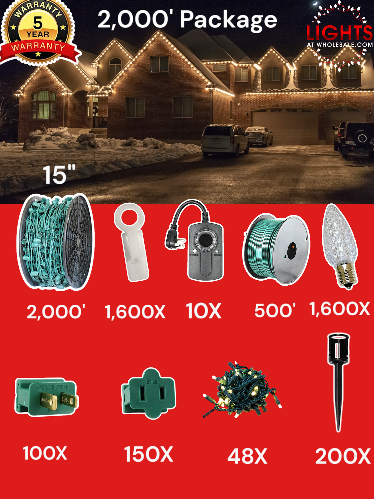 C9 LED 2000&#39; Contractor Pro Package