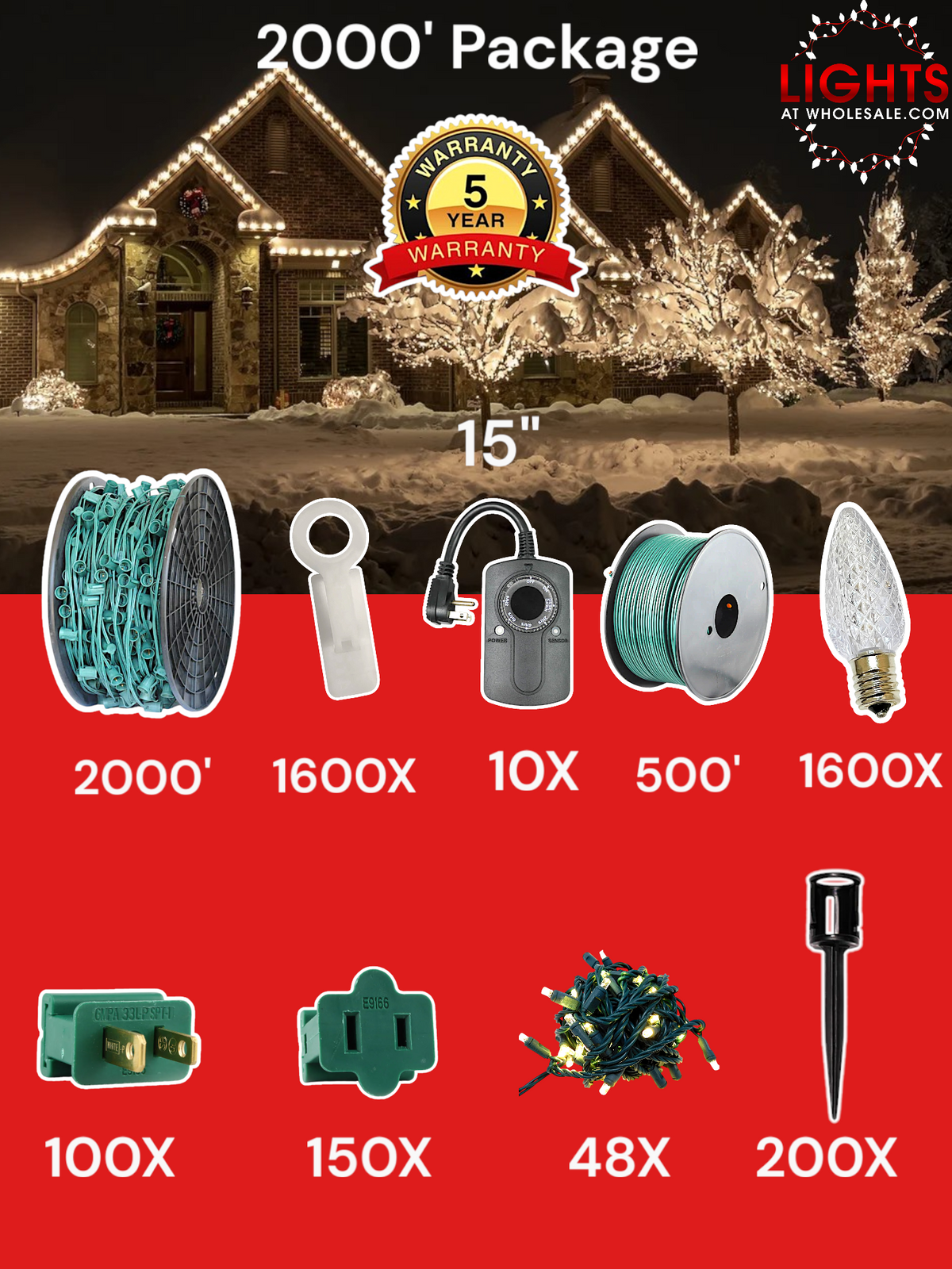 C9 LED 2000&#39; Contractor Pro Package