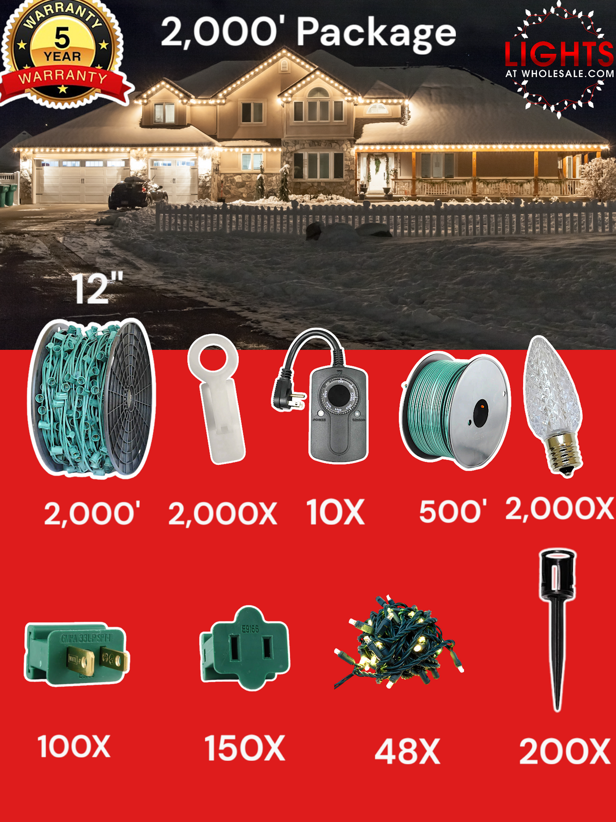 C9 LED 2000&#39; Contractor Pro Package