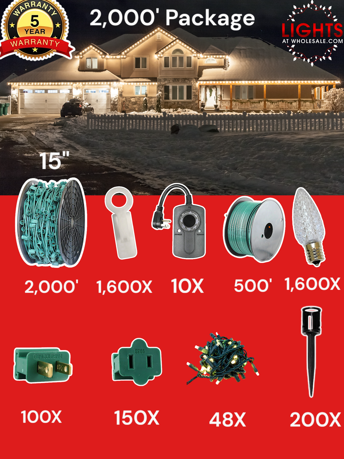 C9 LED 2000&#39; Contractor Pro Package