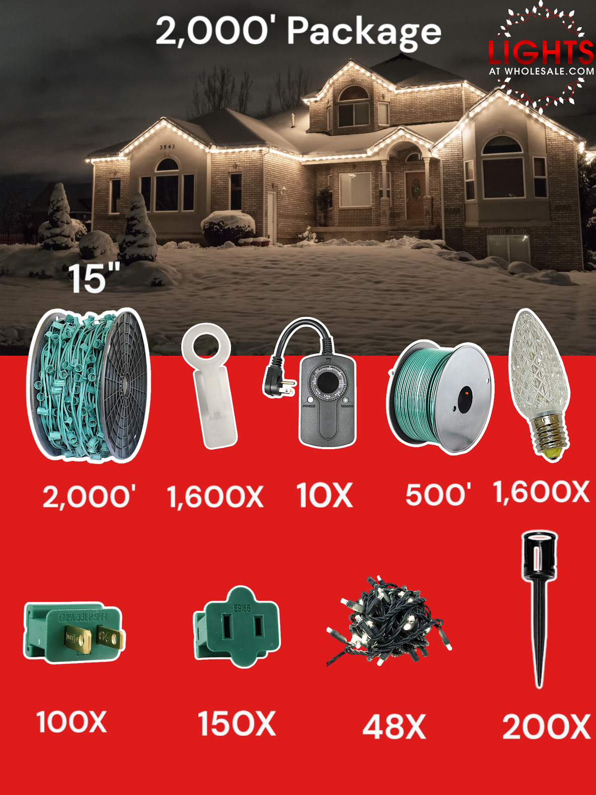 C9 LED 2000&#39; Contractor Pro Package