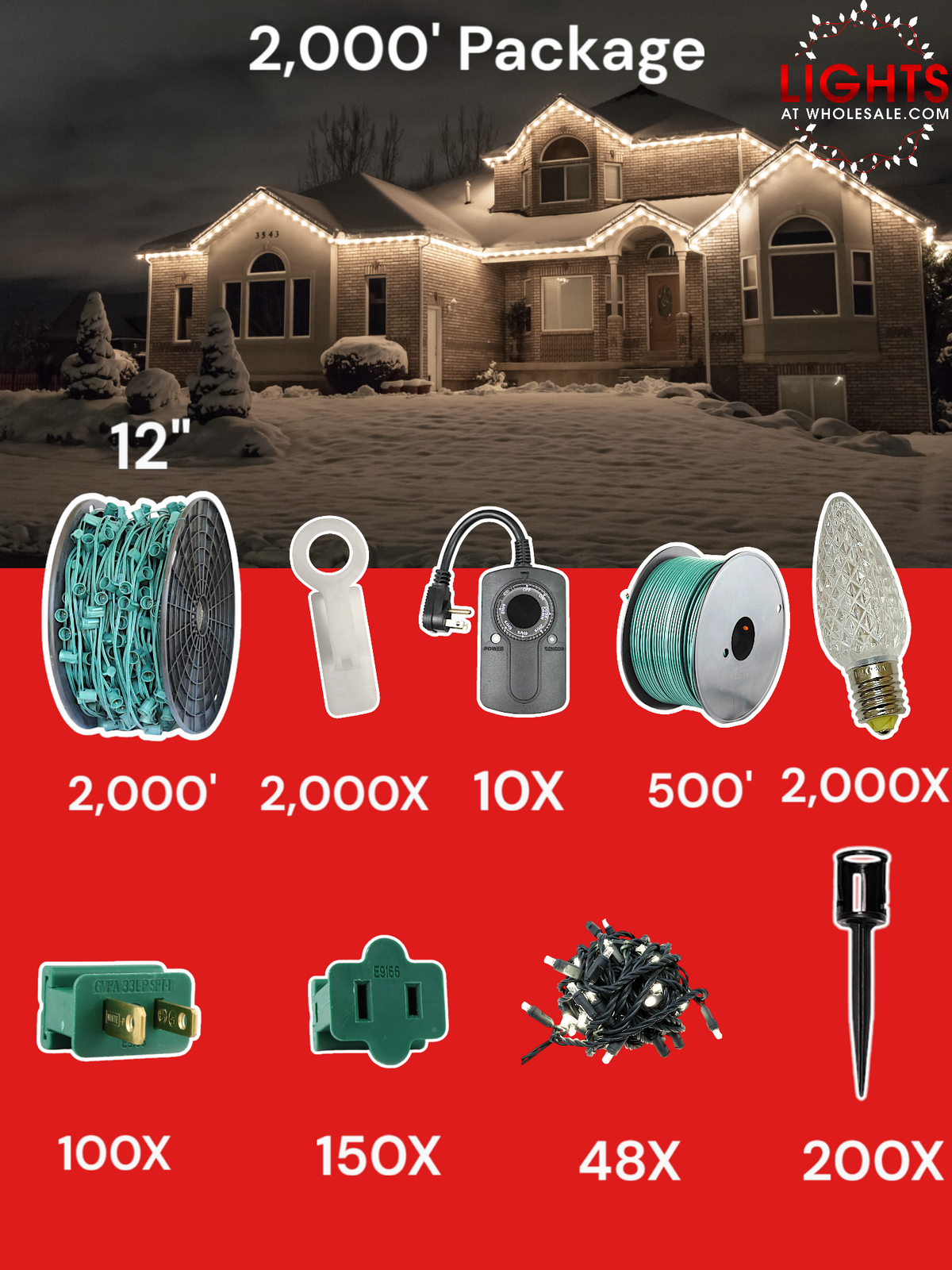C9 LED 2000&#39; Contractor Pro Package