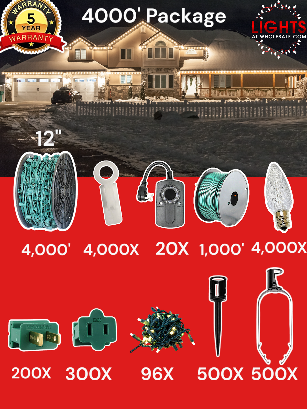 C9 Commercial Elite Bulbs 4000&#39; Contractor Pro Package