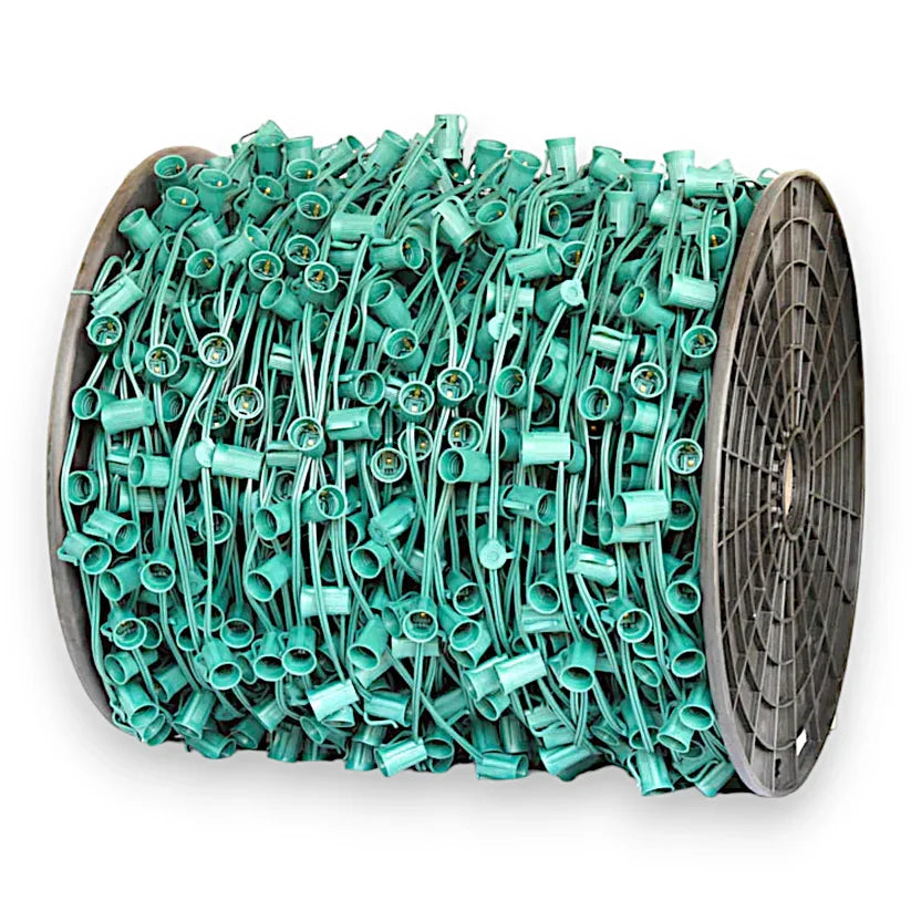 C9 Socket Stringer Lighting Set – 1000' Bulk Spool (6"–48" Spacing) for Professional Installations