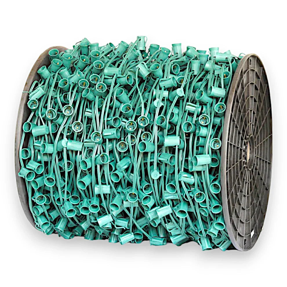C9 Socket Stringer Lighting Set – 1000' Bulk Spool (6"–48" Spacing) for Professional Installations