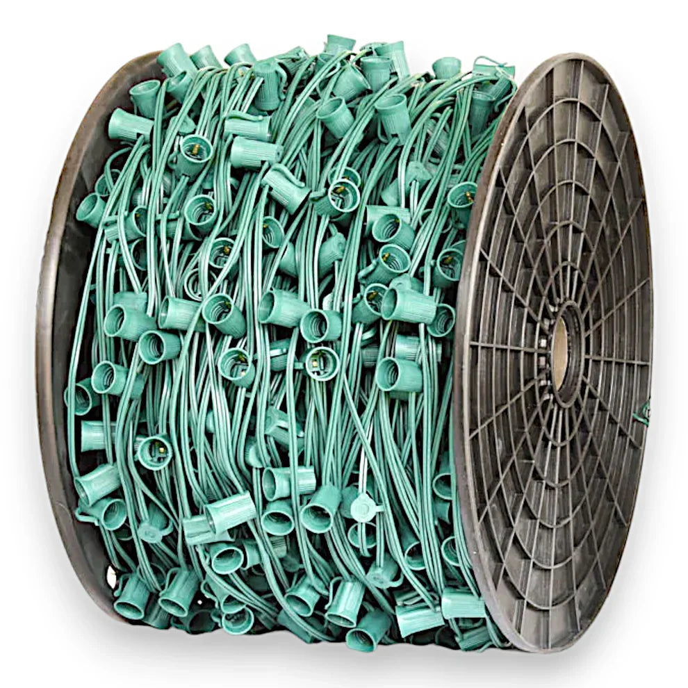 C9 Socket Stringer Lighting Set – 1000' Bulk Spool (6"–48" Spacing) for Professional Installations