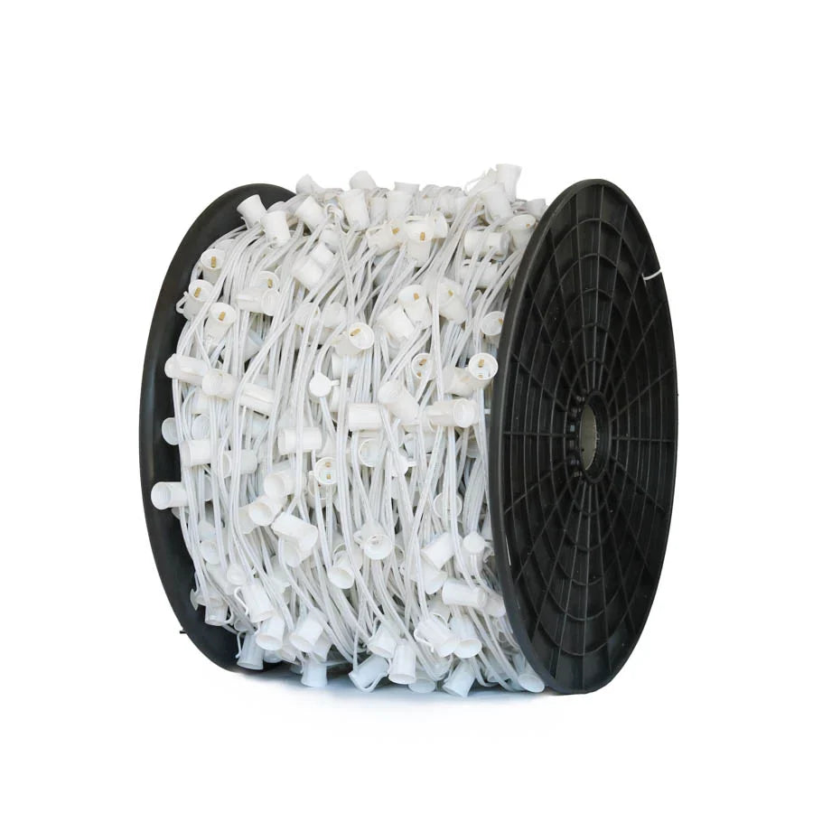 C9 Socket Stringer Lighting Set – 1000' Bulk Spool (6"–48" Spacing) for Professional Installations