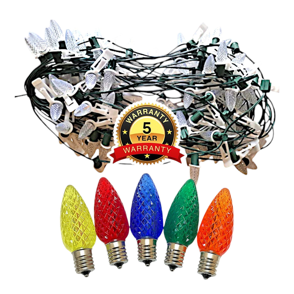 C9 Commercial Elite SMD Pre-Bulbed and Pre-Clipped Christmas Lights