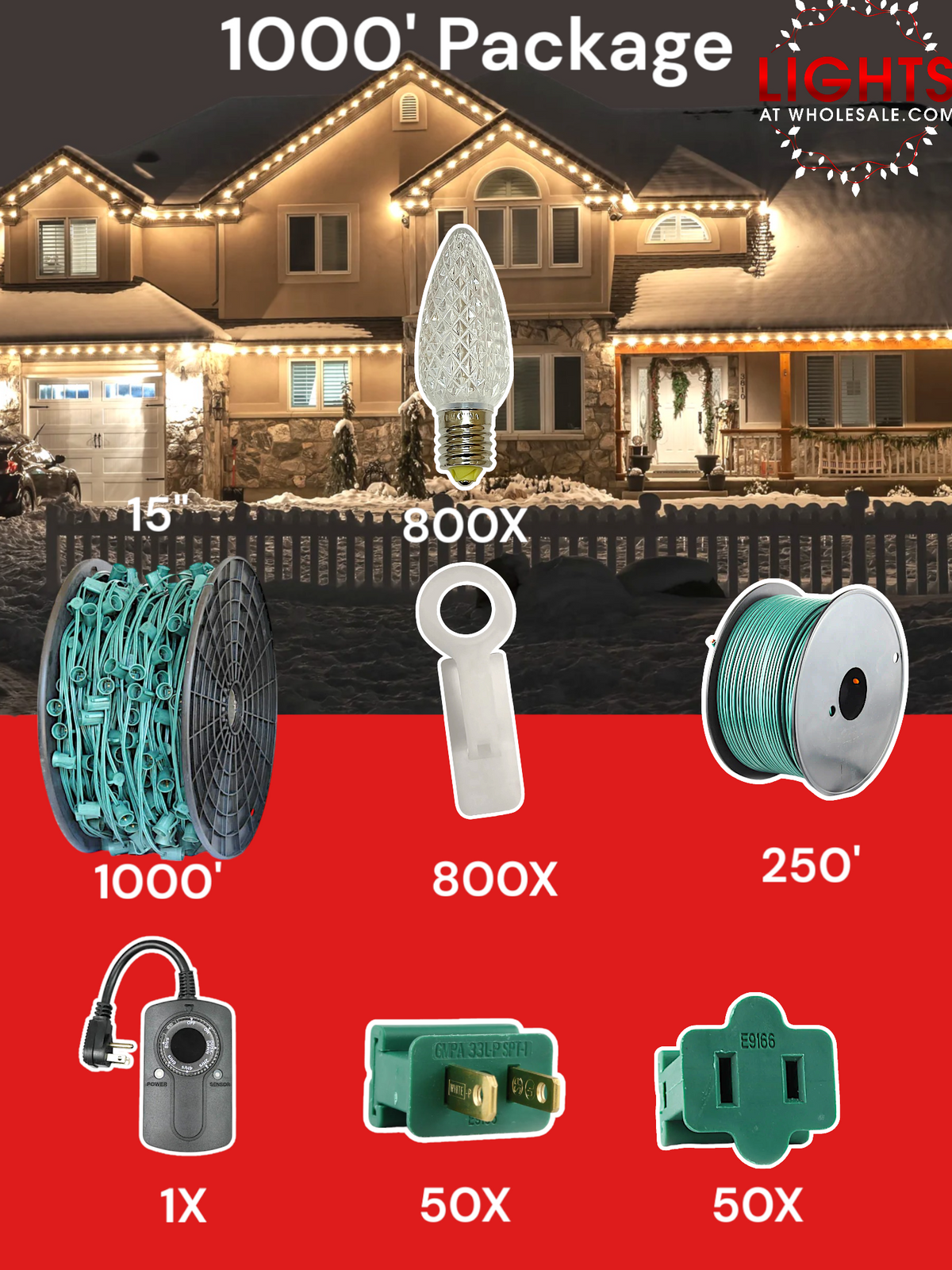 C9 LED 1000&#39; Christmas Light Pro Packages