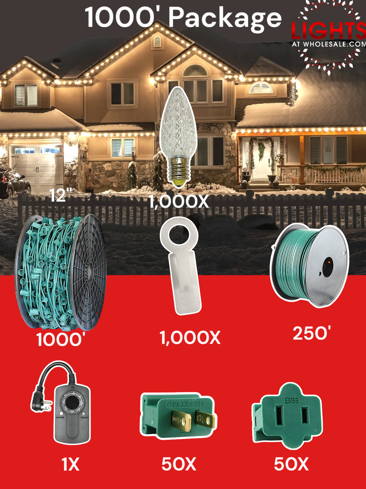 C9 LED 1000&#39; Christmas Light Pro Packages