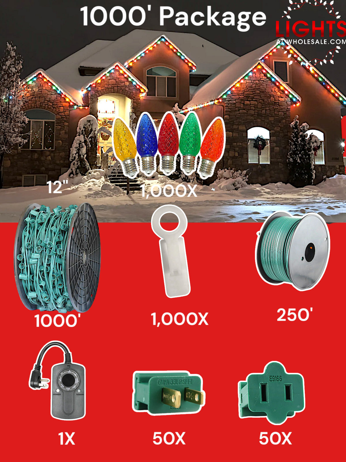 C9 LED 1000&#39; Christmas Light Pro Packages