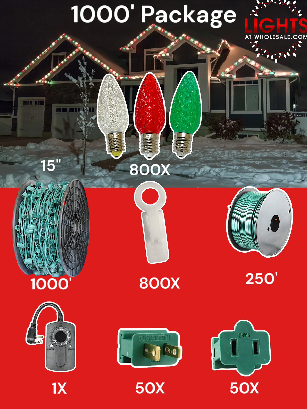 C9 LED 1000&#39; Christmas Light Pro Packages