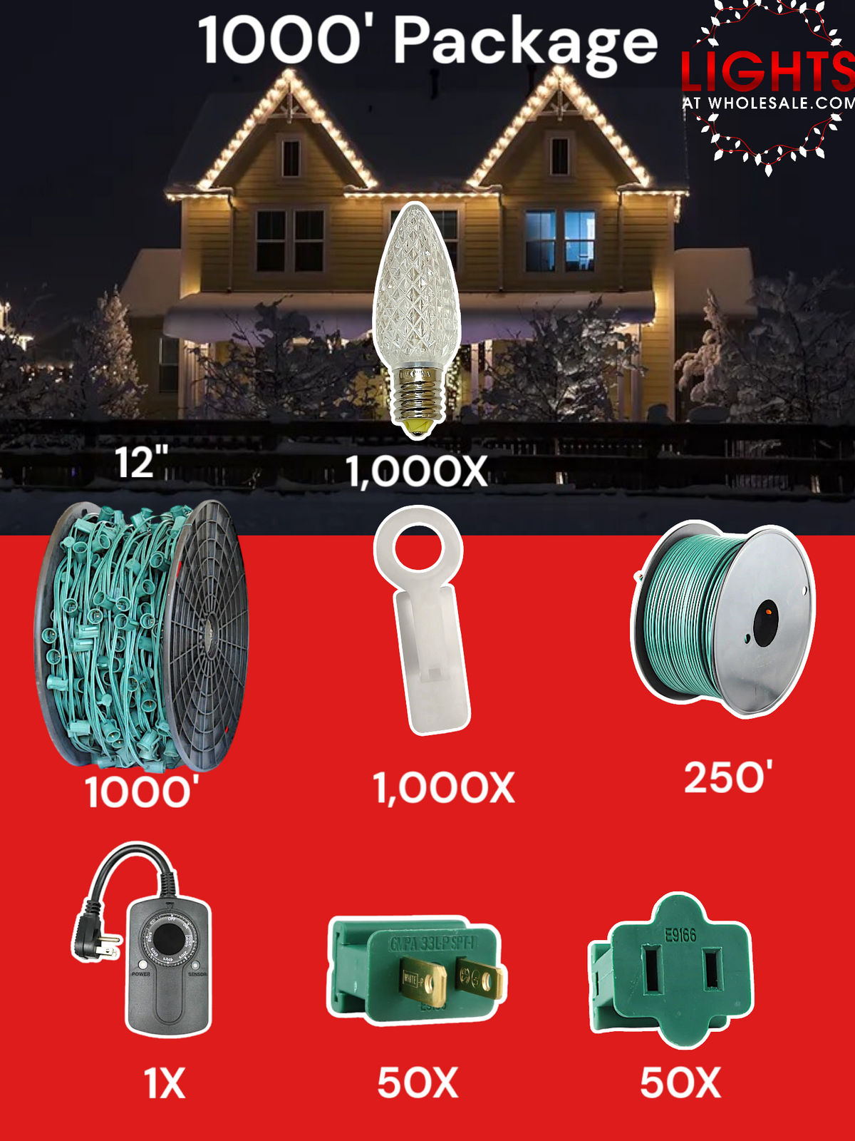 C9 LED 1000&#39; Christmas Light Pro Packages