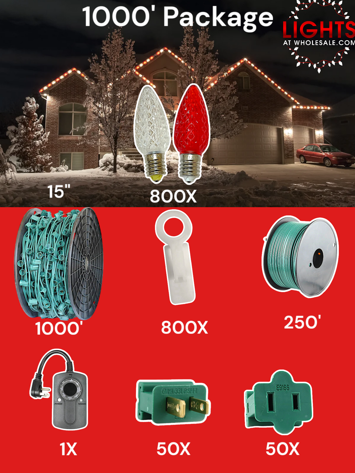 C9 LED 1000&#39; Christmas Light Pro Packages