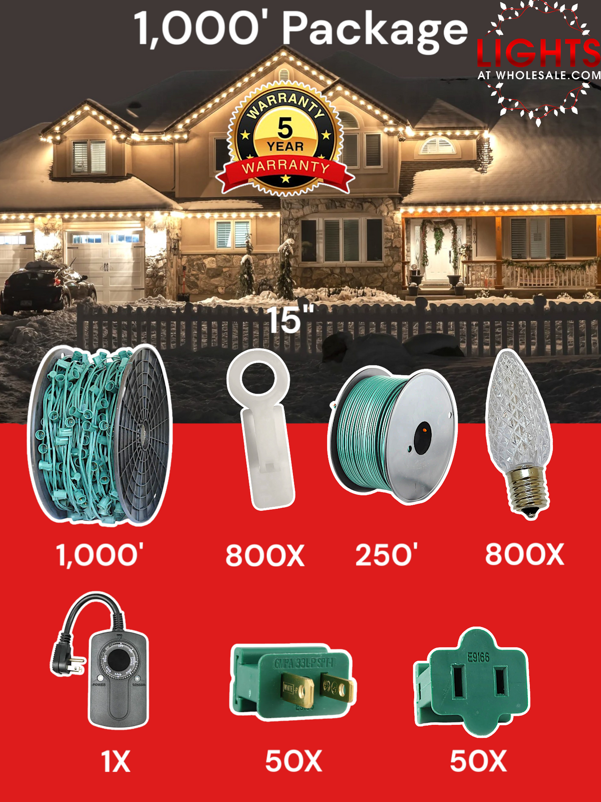 C9 LED 1000&#39; Christmas Light Pro Packages