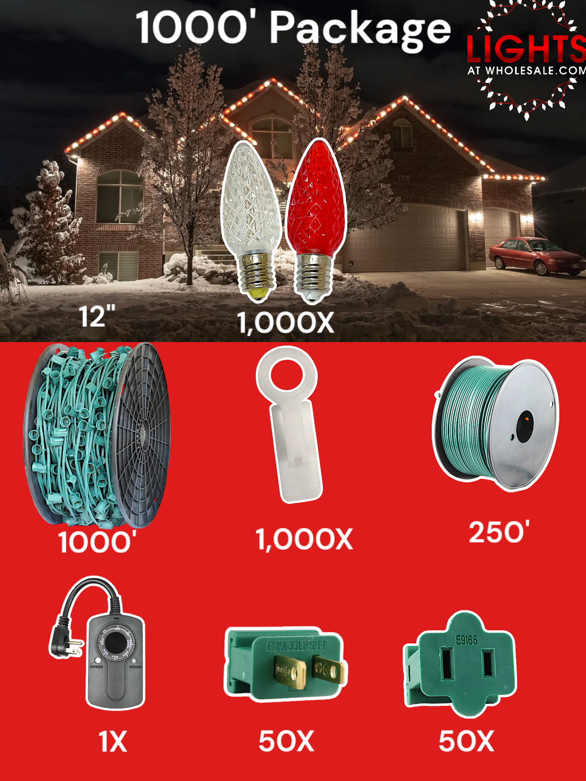 C9 LED 1000&#39; Christmas Light Pro Packages